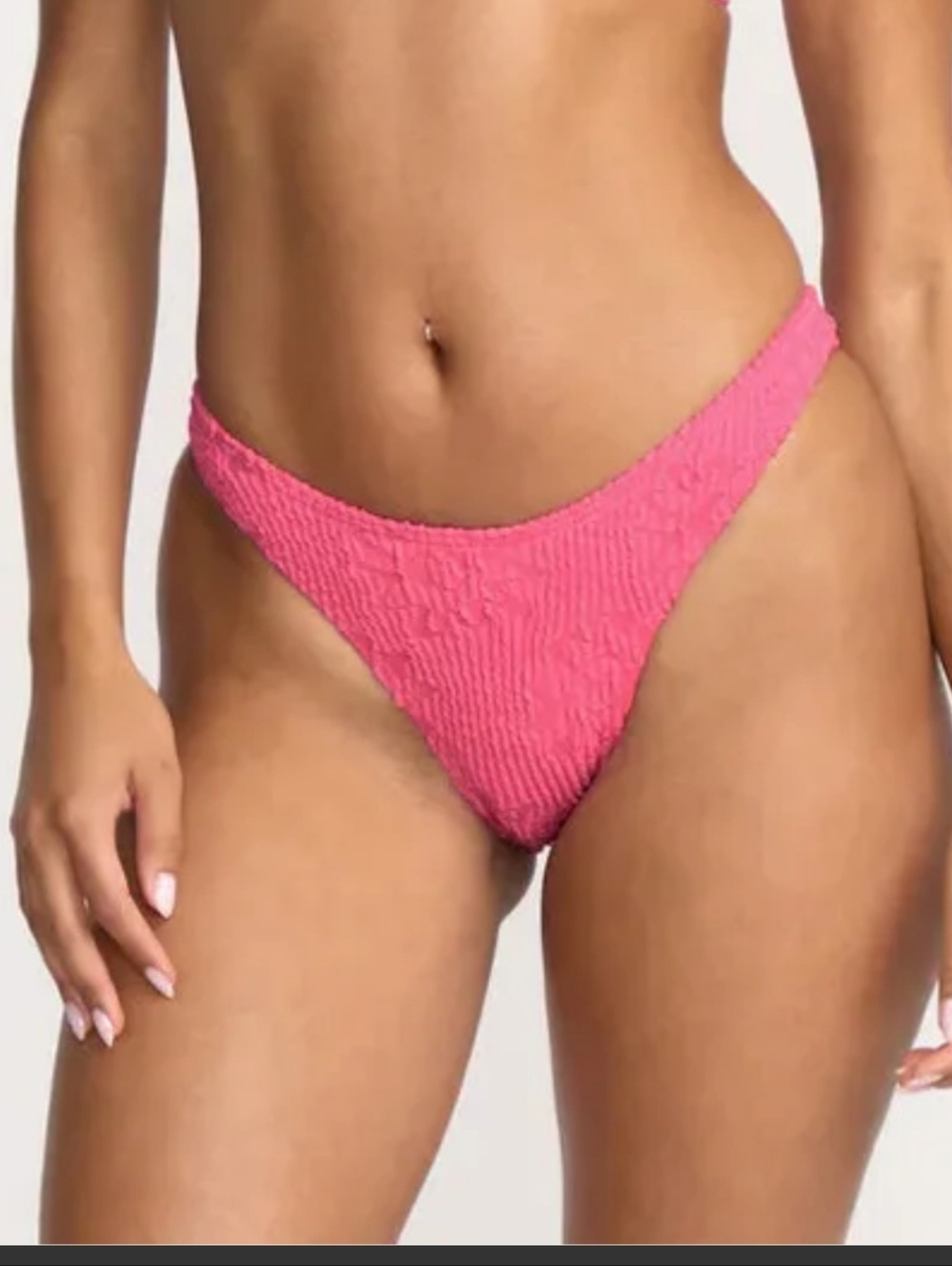 Billabong Pink Textured High-Cut Bikini Bottoms